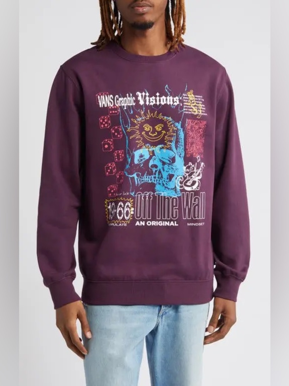 Vans Men's Graphic Pullover Sweatshirt - Deep Purple size M